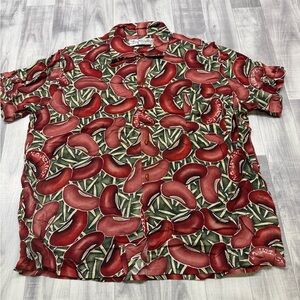 Mens XL BayouWear Short-Sleeve Button-Up Hawaiian Shirt Red Bean N.O. Jazz Fest